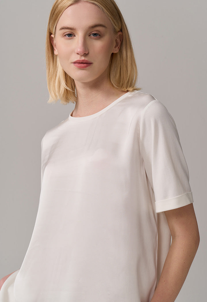 Choice Round Neck Basic T-Shirt  Off White