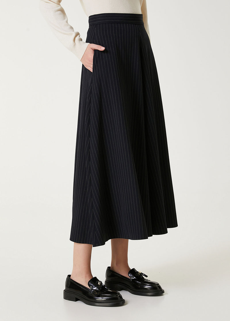 Beymen Club Striped Midi Skirt Black