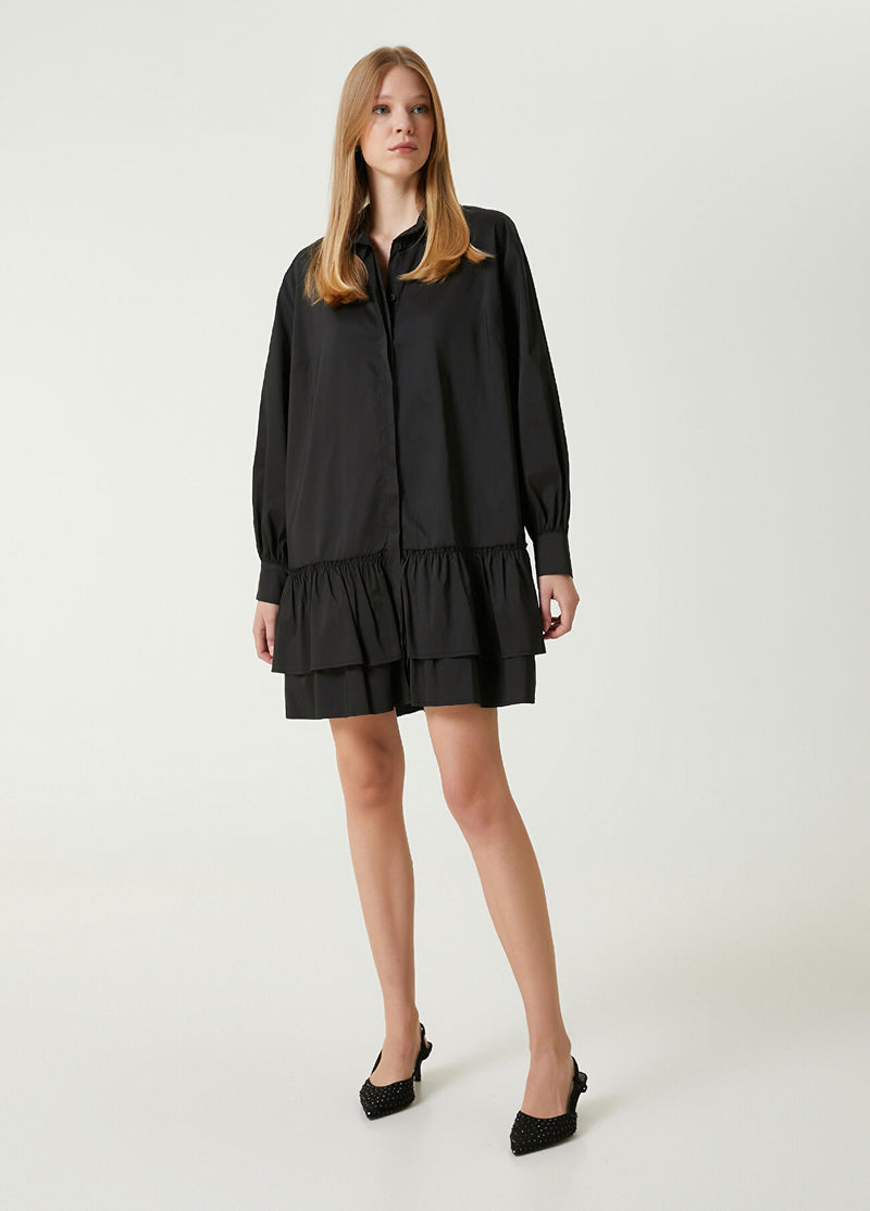 Beymen Club Ruffle Detail Mini Dress Black