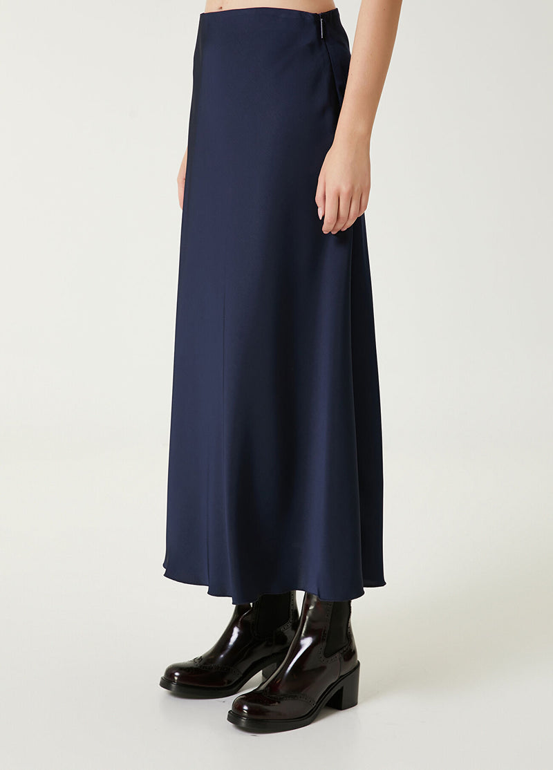 Beymen Club Navy Midi Satin Skirt Navy Blue