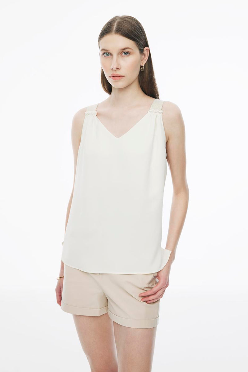 Perspective V-Neck Regular Length Blouse Beige