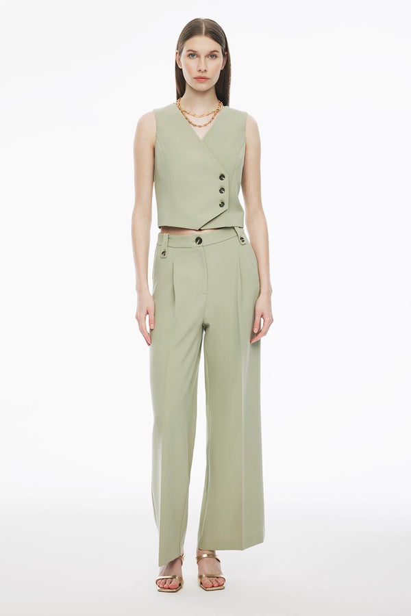 Perspective  Long Wide Leg Pants Tea Green