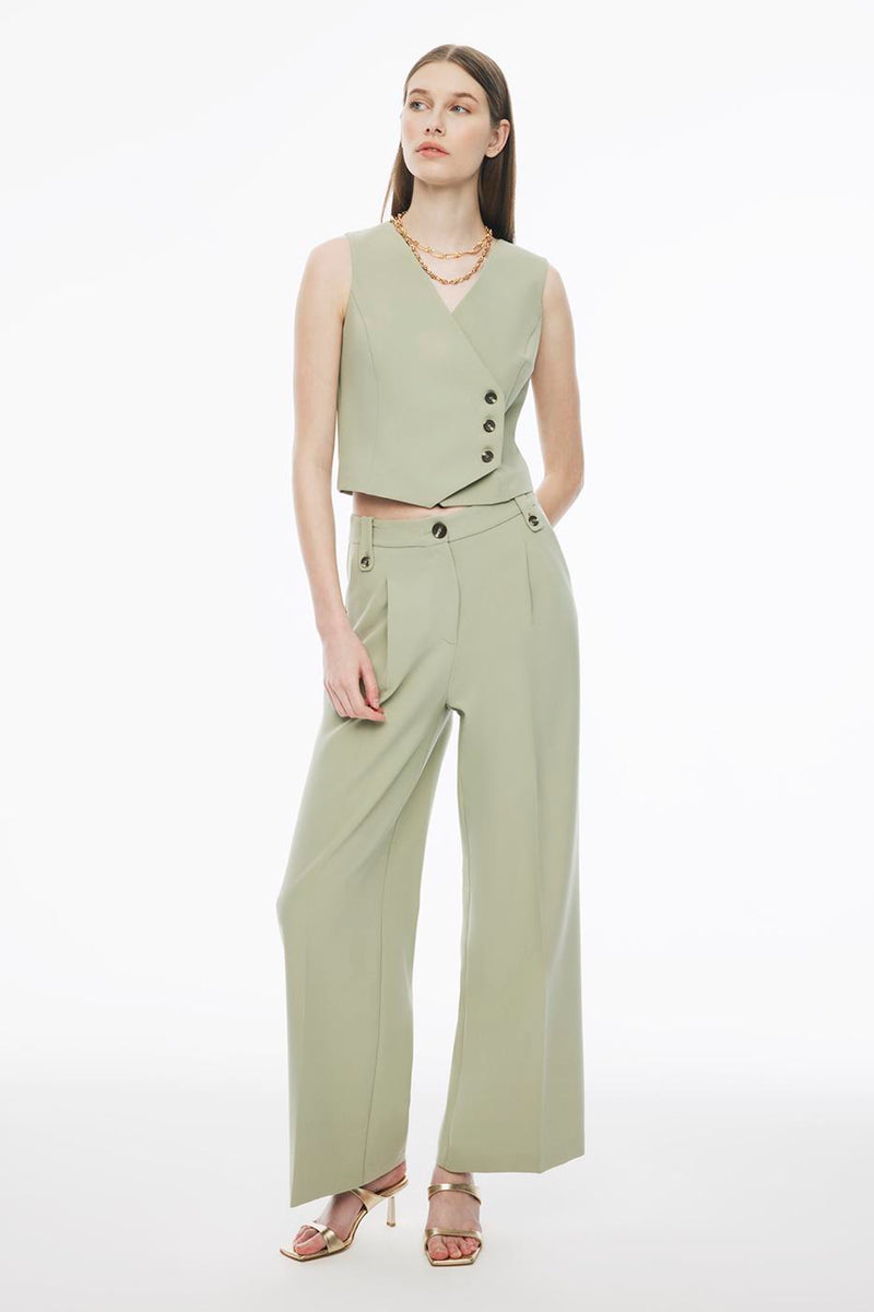 Perspective  Long Wide Leg Pants Tea Green