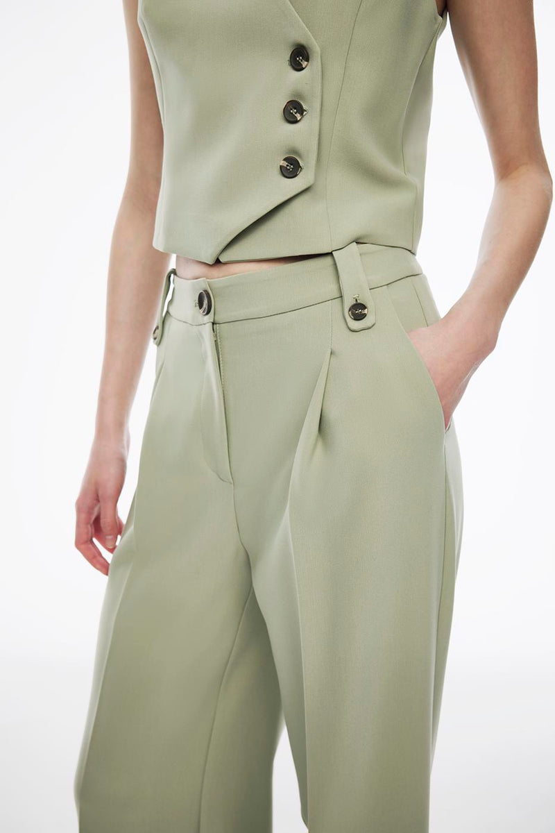 Perspective  Long Wide Leg Pants Tea Green