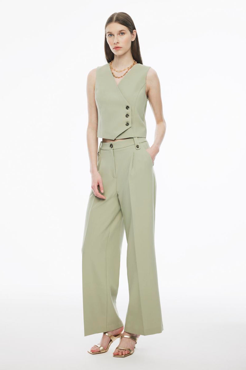 Perspective  Long Wide Leg Pants Tea Green