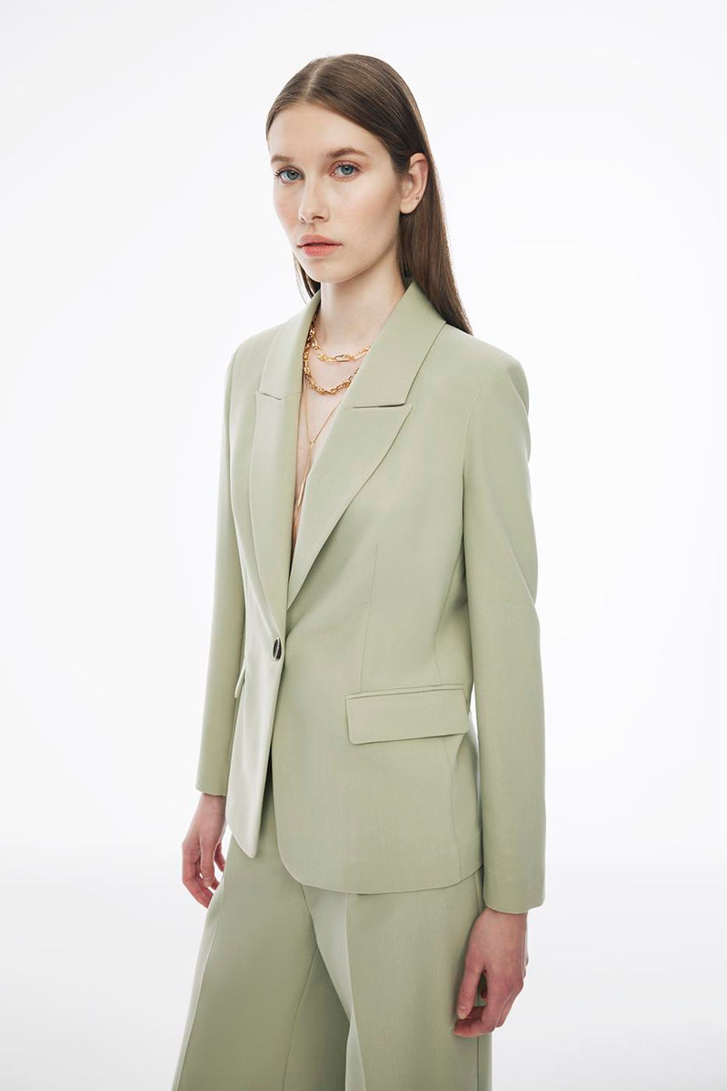 Perspective Long Sleeve Regular Fit Blazer Tea Green