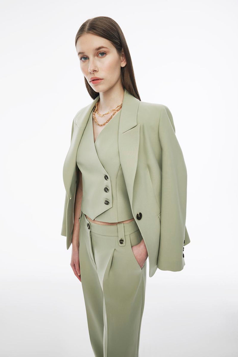 Perspective Long Sleeve Regular Fit Blazer Tea Green