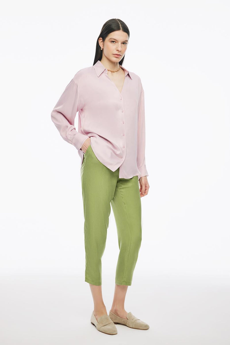 Perspective V-Neck Long Sleeve Shirt Pink