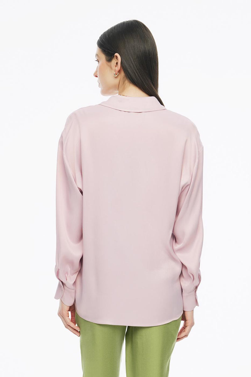 Perspective V-Neck Long Sleeve Shirt Pink