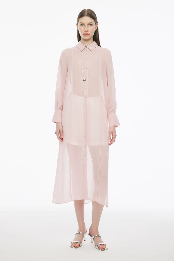 Perspective Shirt Collar Long Tunic Dusty Rose