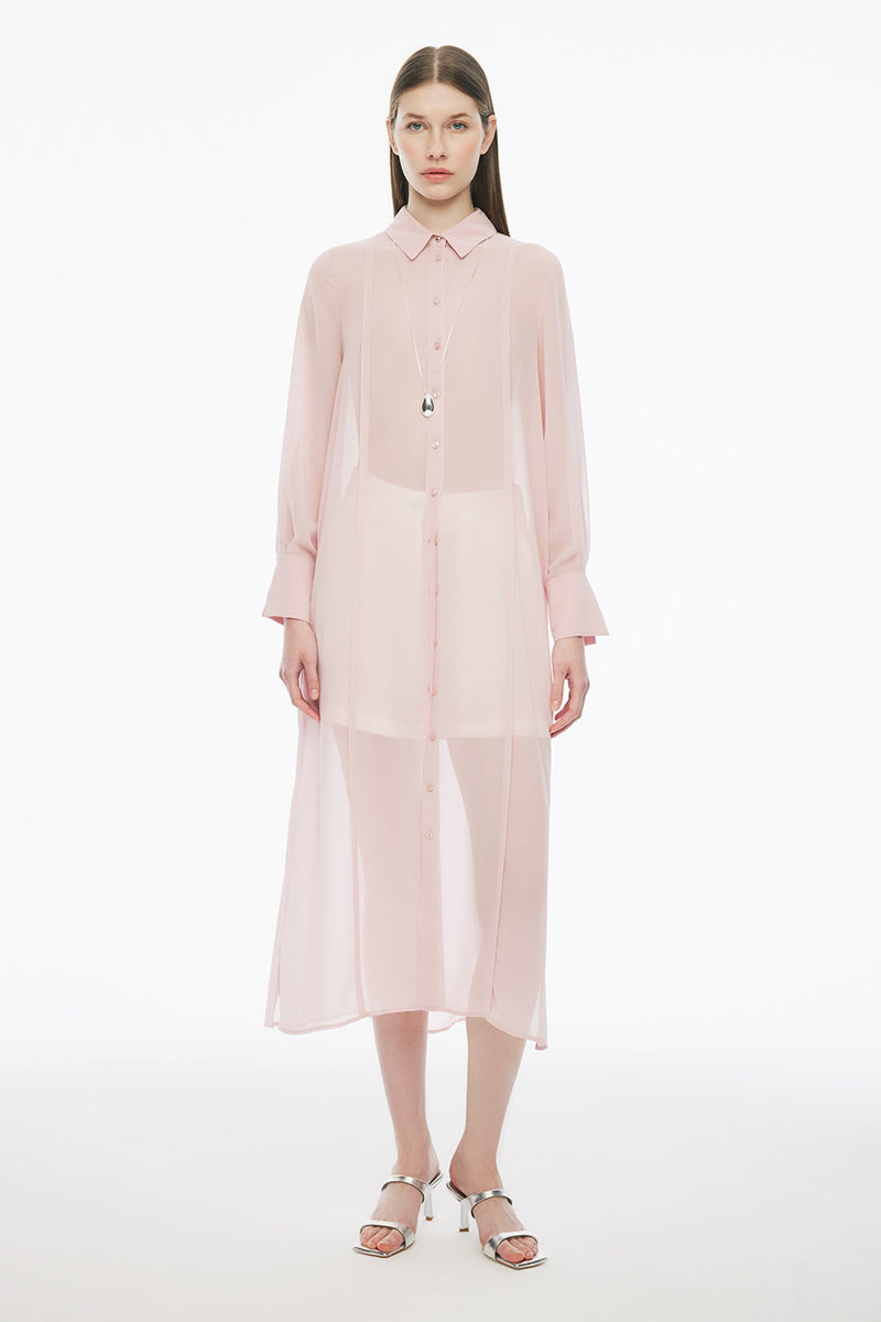 Perspective Shirt Collar Long Tunic Dusty Rose