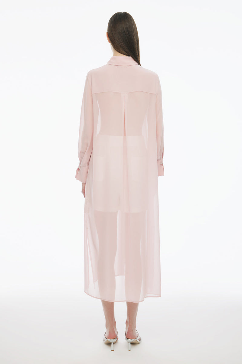 Perspective Shirt Collar Long Tunic Dusty Rose