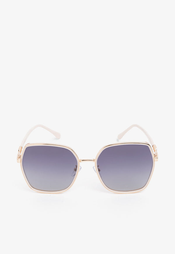 Choice Oversize Square Sparkling Sunglasses Cream