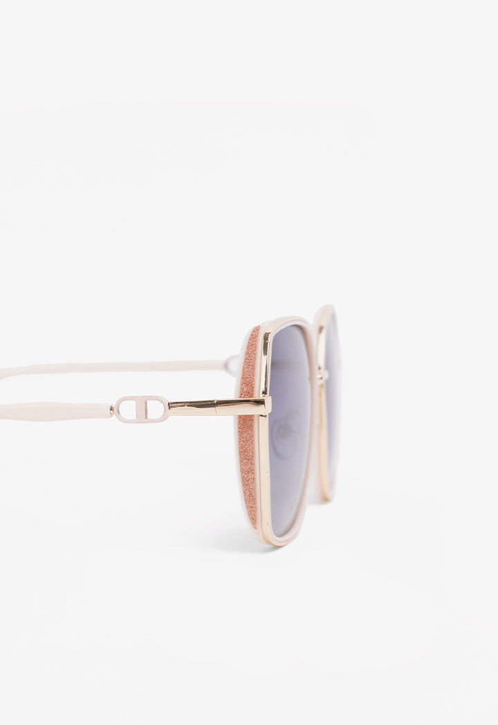 Choice Oversize Square Sparkling Sunglasses Cream