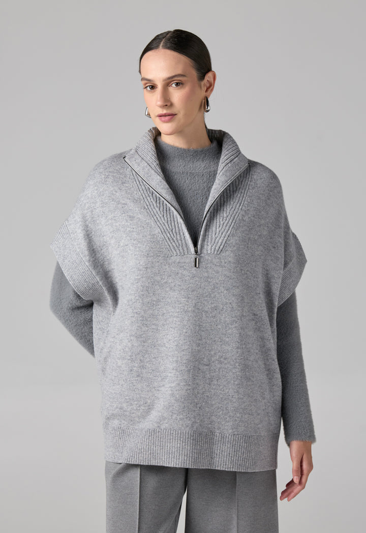 Choice Solid Knitted Sweater Vest Grey