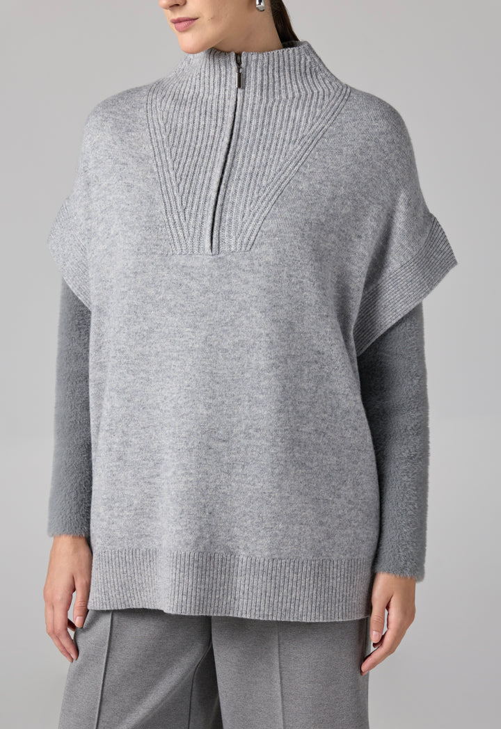 Choice Solid Knitted Sweater Vest Grey