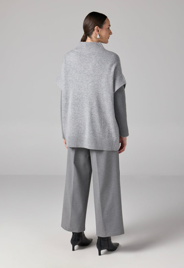 Choice Solid Knitted Sweater Vest Grey