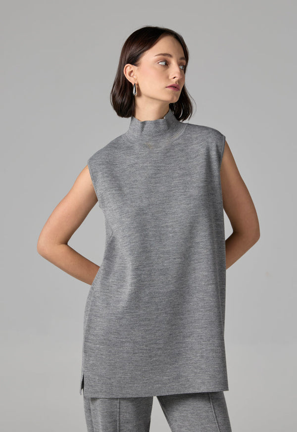 Choice Basic Sleeveless Knitted Top Grey