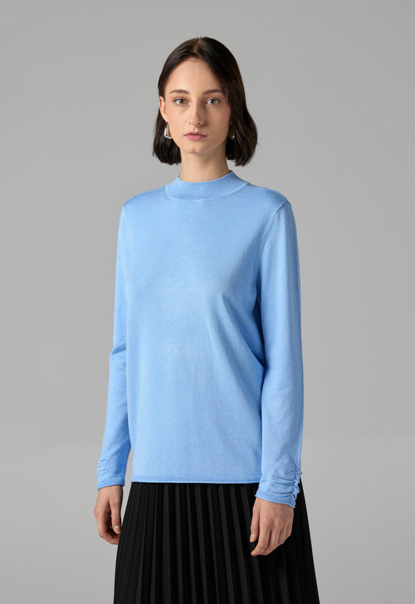 Choice Basic Long Sleeve Knitted Sweater Blue