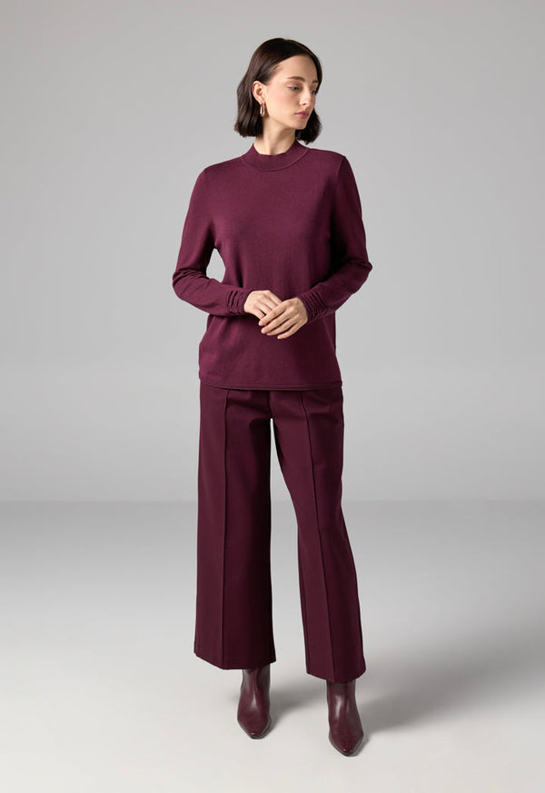 Choice Basic Long Sleeve Knitted Sweater Burgundy