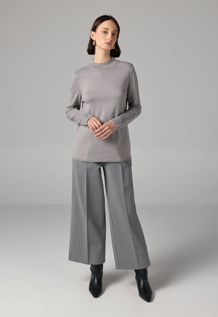 Choice Basic Long Sleeve Knitted Sweater Grey