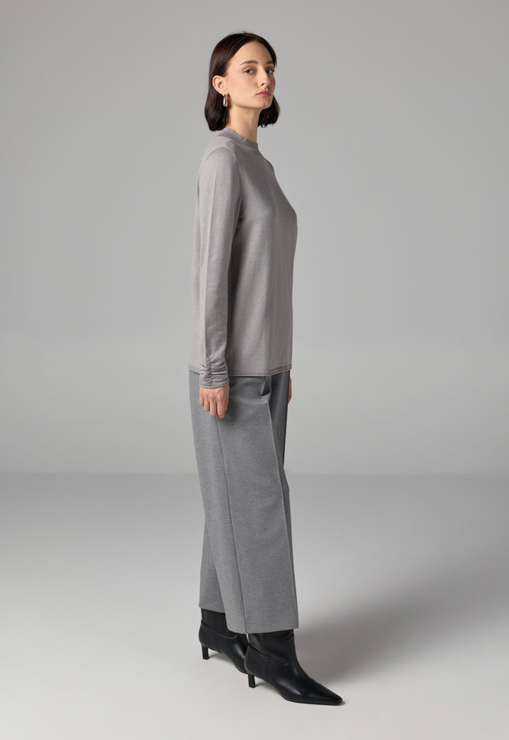 Choice Basic Long Sleeve Knitted Sweater Grey