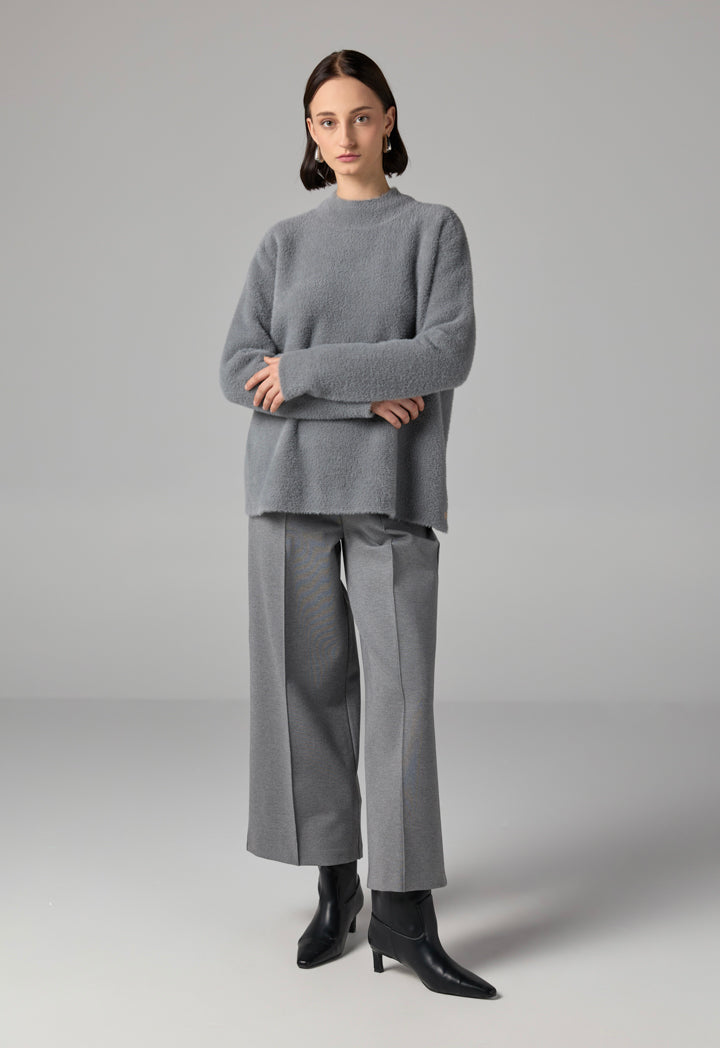 Choice Long Sleeve Knitted Basic Blouse Grey