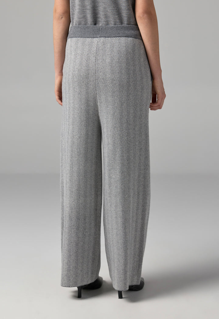 Choice Contrast Knitted Wide Leg Trousers Grey