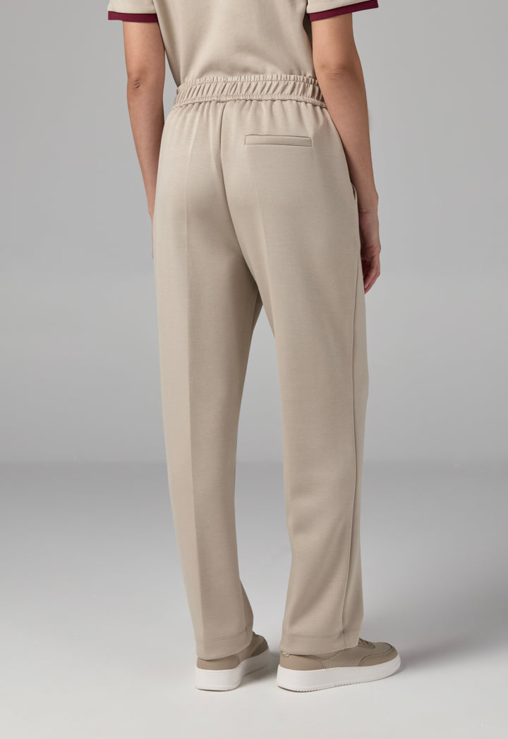 Choice Solid Elasticated Waistband Trousers Beige