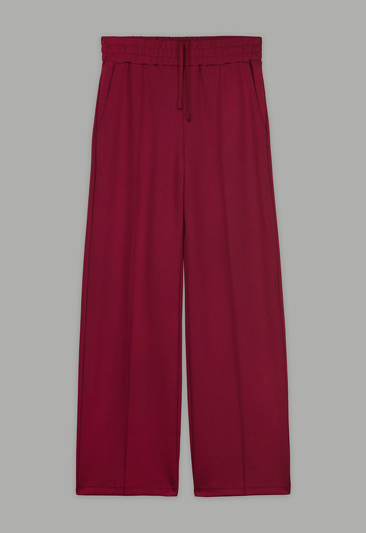 Choice Wide Leg Pin Tuck Basic Trouser Burgundy