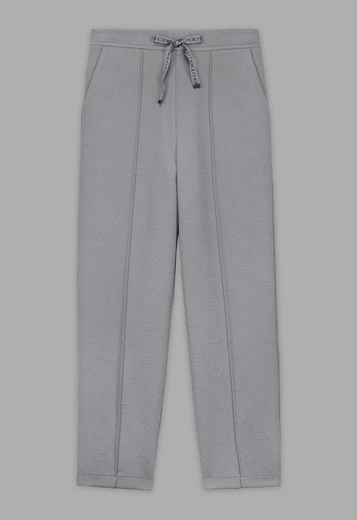 Choice Solid Monogram Drawstring Trousers Grey