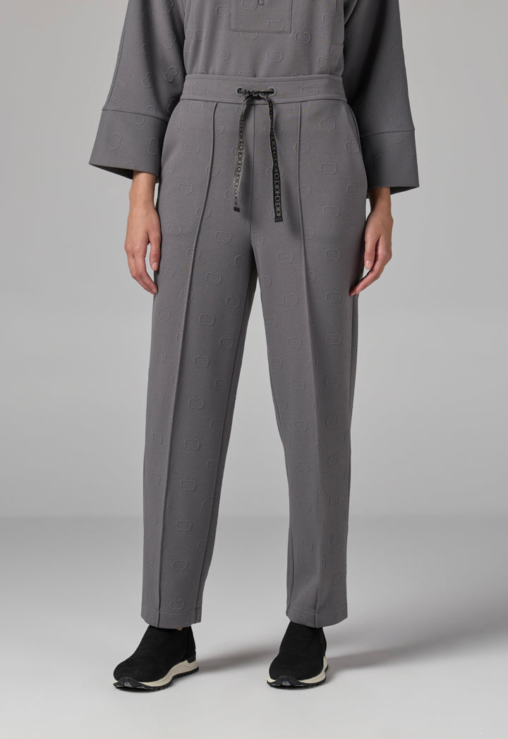 Choice Solid Monogram Drawstring Trousers Grey