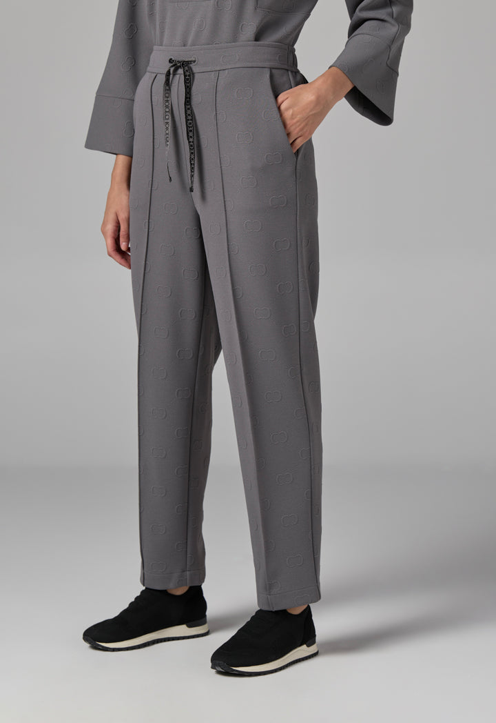 Choice Solid Monogram Drawstring Trousers Grey