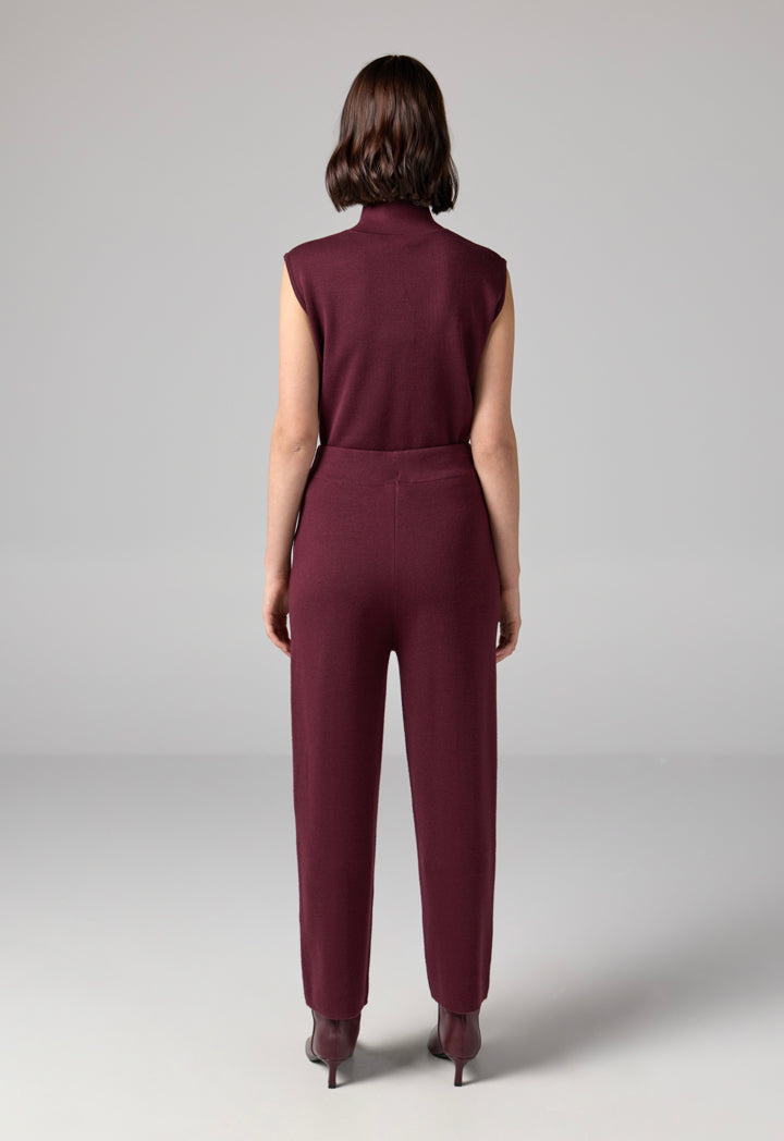 Choice Knitted Straight Fit Solid Pants Burgundy