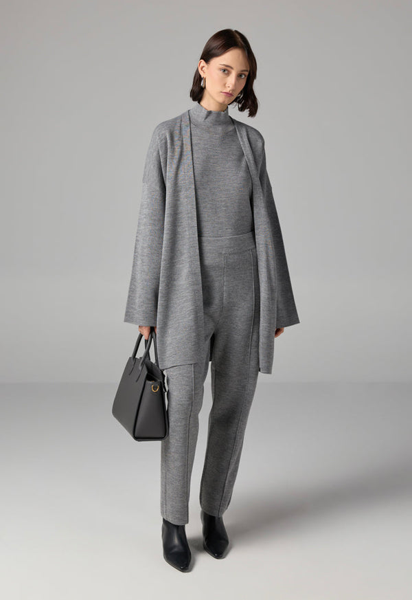 Choice Knitted Straight Fit Solid Pants Grey