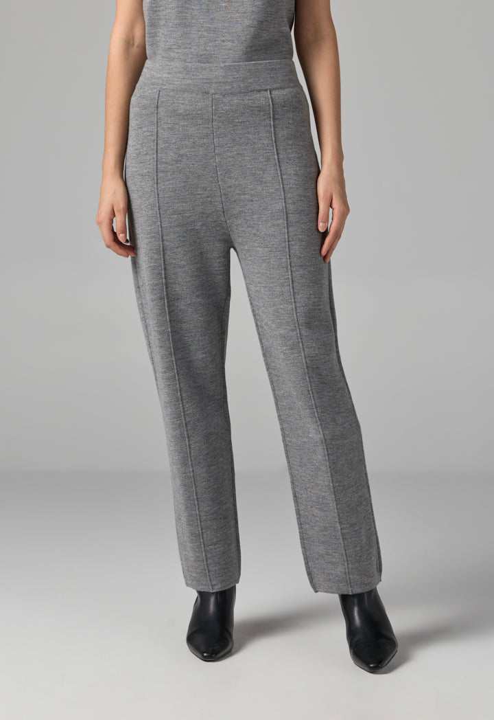 Choice Knitted Straight Fit Solid Pants Grey