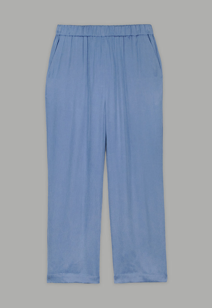 Choice Solid Elastic Waist Trousers Blue