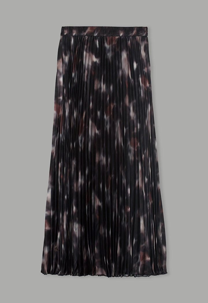 Choice Printed Pleated Flared Skirt Multi Color