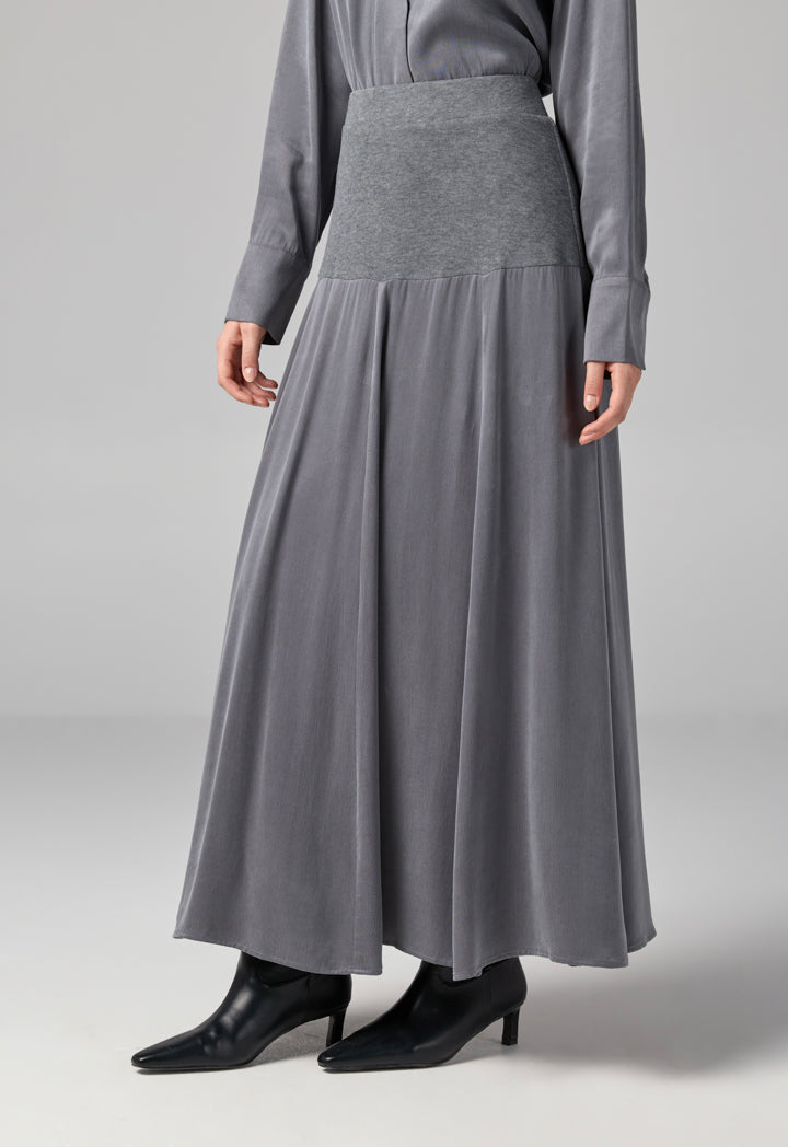 Choice Solid Flared Skirt Grey