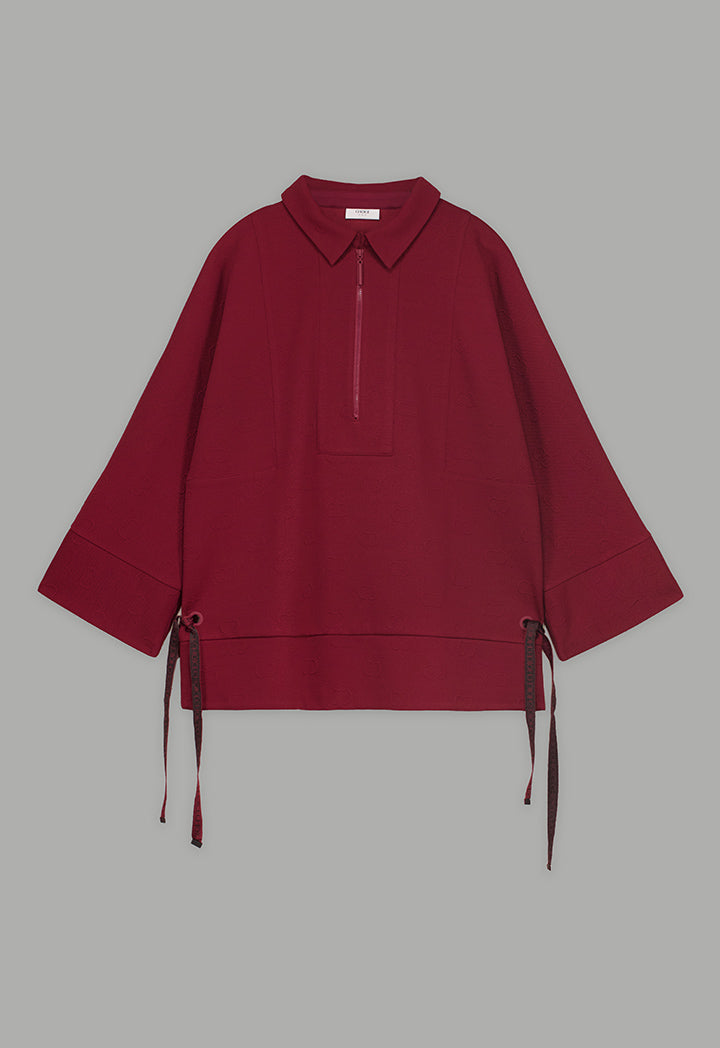 Choice Long Sleeve Monogram Blouse Burgundy