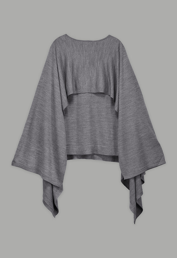 Choice Solid Overlay Knitted Blouse Grey