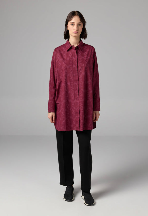Choice Printed Monogram Long Sleeve Shirt  Burgundy