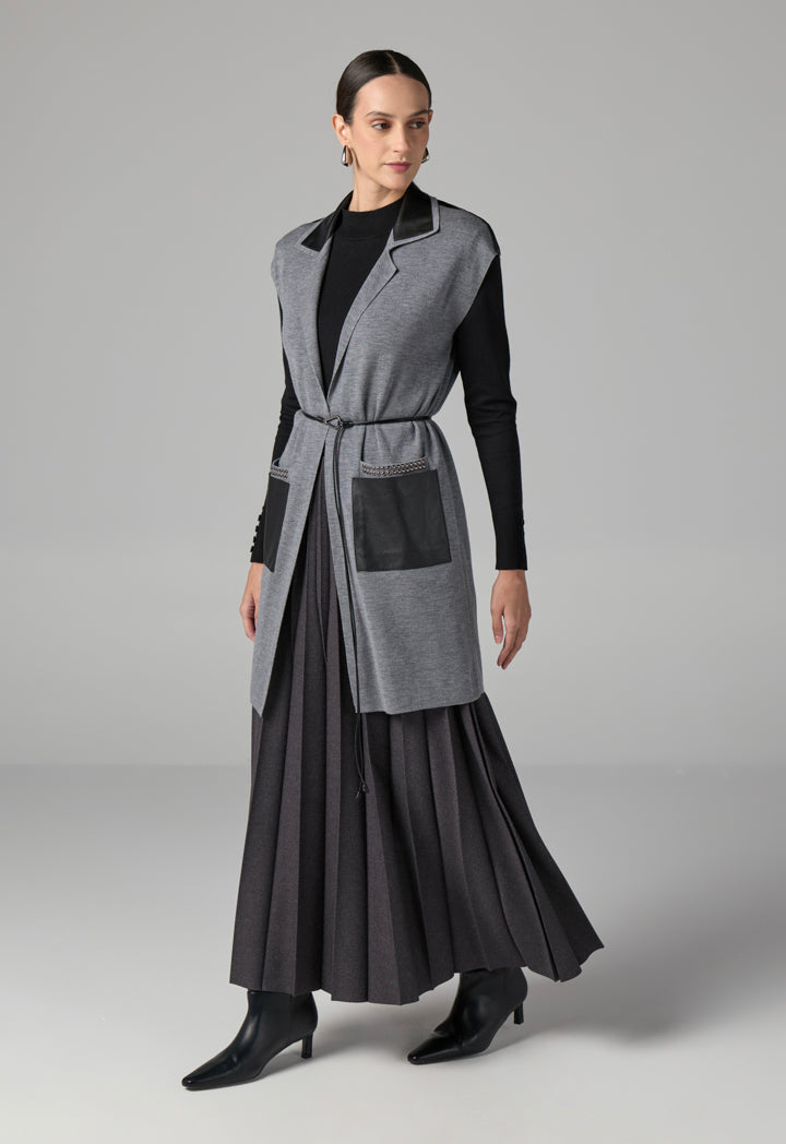 Choice  Sleeveless Knitted Sweater Vest Grey