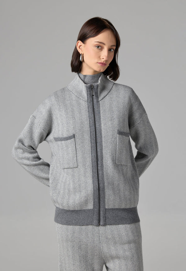 Choice Drop Shoulder Full Zip Jacket Grey
