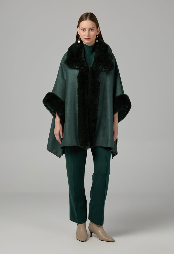 Choice Suede Winter Poncho Dark Green