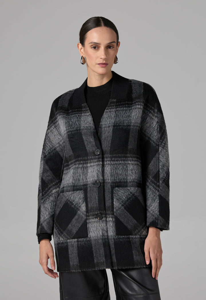 Choice Long Sleeve Contrast Cardigan Dark Grey/Black