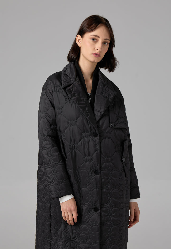Choice  Embroidered Quilted Monogram Jacket Black