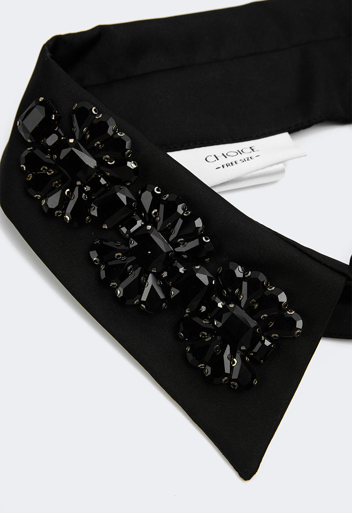 Choice Rhinestone Embellished Detachable Collar Black