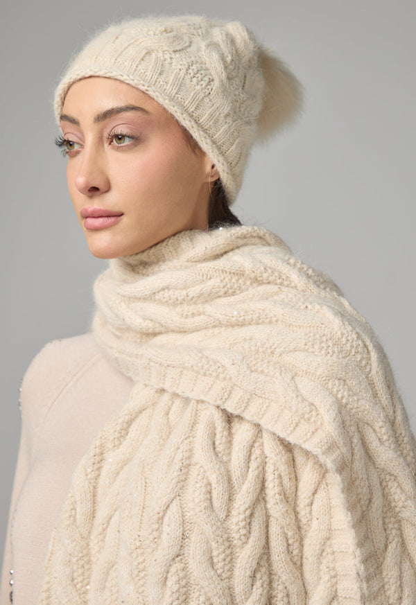 Choice Solid Textured Winter Scarf Cream