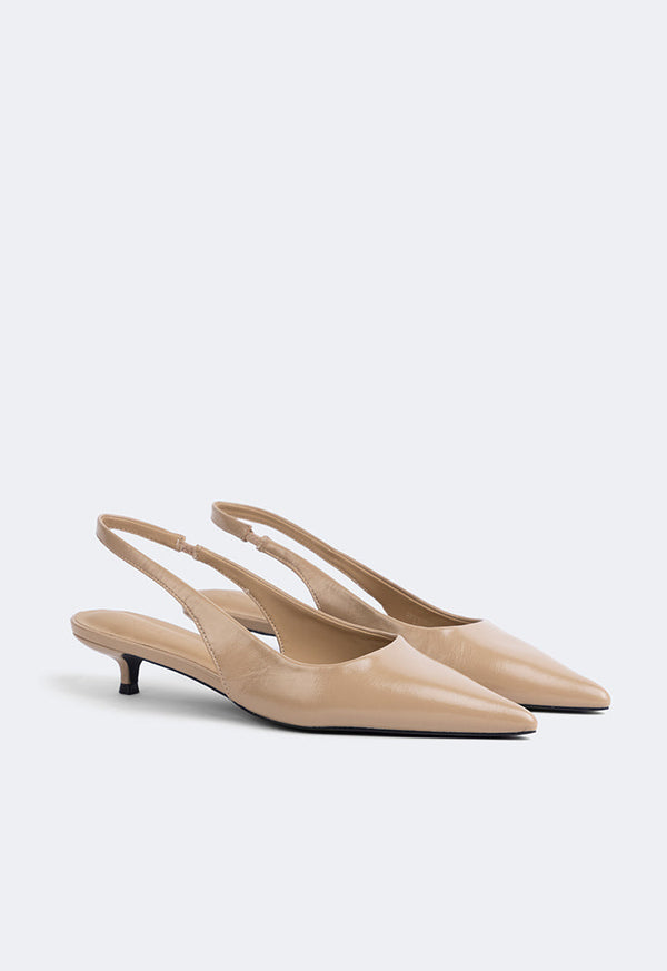 Choice Solid Pointed Toe Heels Beige